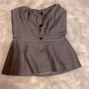 Strapless Gray Semi peplum top, size 0